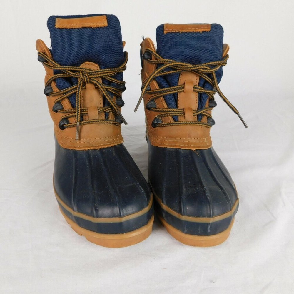 Thermolite Insulated Dark Blue Duck Boots Leather Uppers Women Size 10M Garden